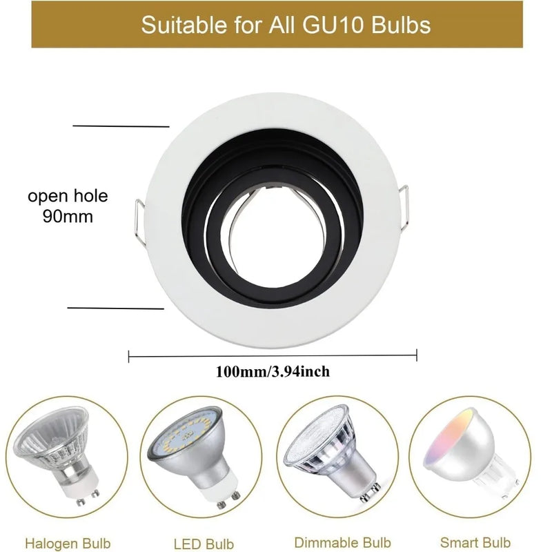 1/10PCS Round Square Recessed LED Downlight Adjustable Ceiling Lamp GU10 MR16 Spot Light Home Living Room Bedroom Lighting