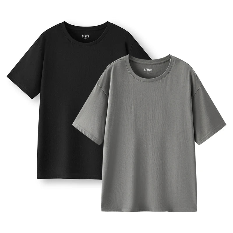 Semir Summer T Shirt For Men 2025 2 pcs per pack O Neck Stretch Solid New Tops Clothing Casual Tshirt Man Streetwear Cool Tee