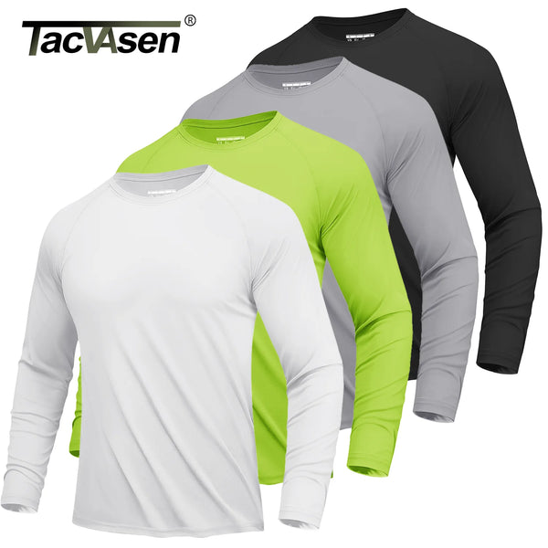 TACVASEN 4 Pack UPF 50+ Sun Protection T-shirts Men's Quick Dry Long Sleeve Athlectic T Shirts Performance Sports T-shirts Tee
