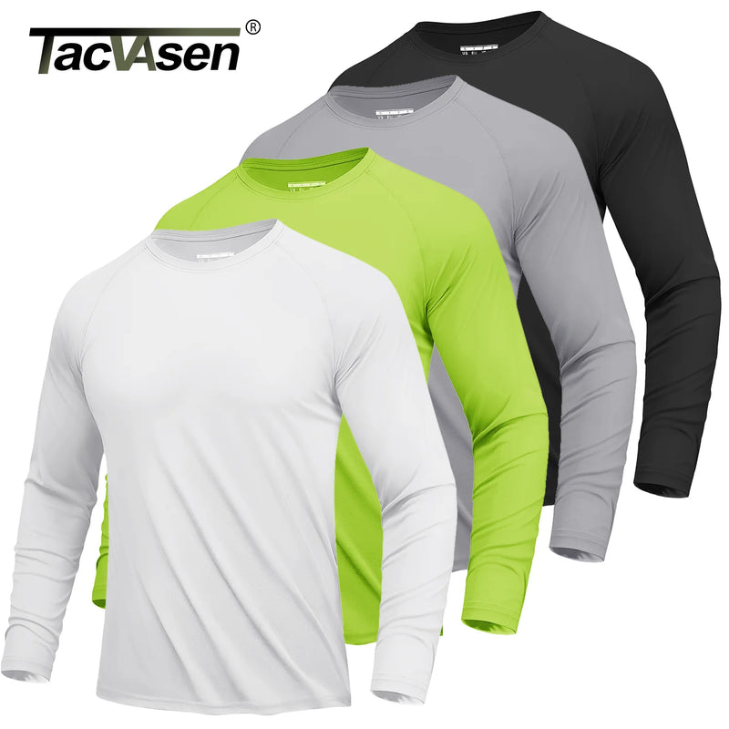 TACVASEN 4 Pack UPF 50+ Sun Protection T-shirts Men's Quick Dry Long Sleeve Athlectic T Shirts Performance Sports T-shirts Tee