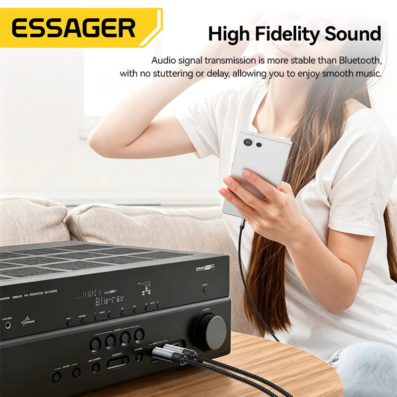 ESSAGER 3.5mm to Dual 6.5mm TRS Cable  AUX Adapter Audio Cable Jack 3.5 to 6.35 Stereo Cable for Mixer Amplifier Speaker Guitar