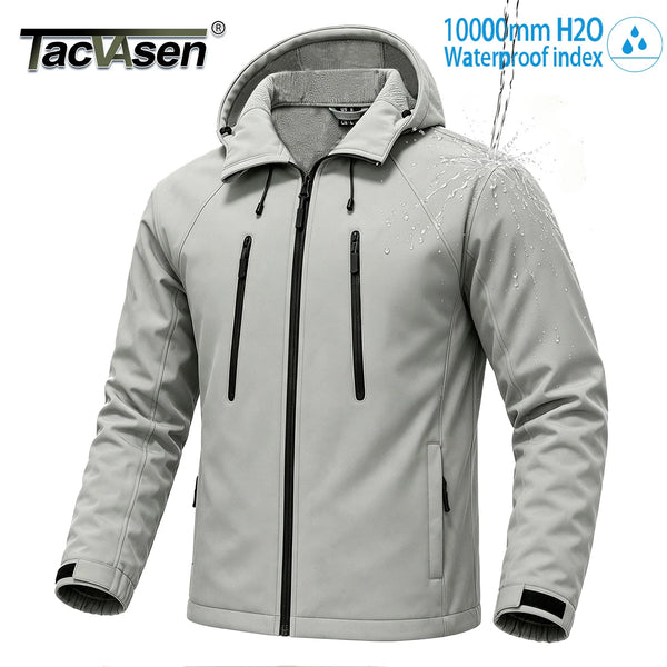 TACVASEN Men's Fleece Lined Softshell Jacket Waterproof Winter Tactical Coat Thermal Windproof Outdoor Hiking Daily Jacket