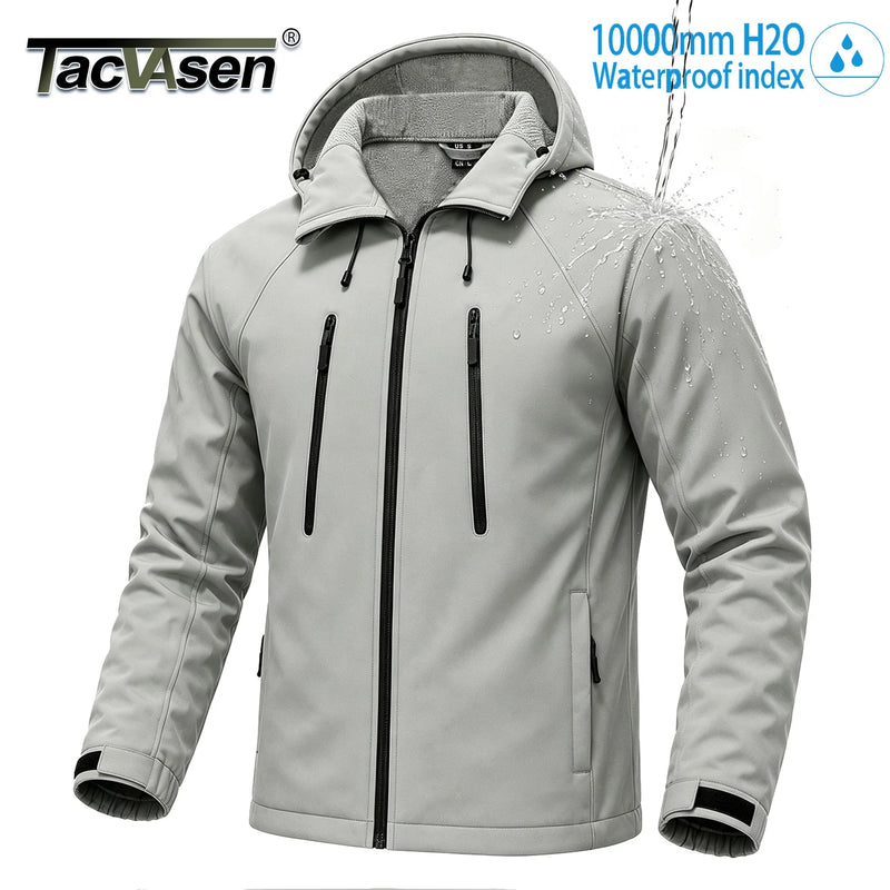 TACVASEN Men's Fleece Lined Softshell Jacket Waterproof Winter Tactical Coat Thermal Windproof Outdoor Hiking Daily Jacket