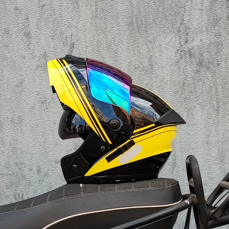 ORZ DOT Certification ORZ Motorcycle Helmet Double Lens Cross Section Helmet Safety Modular Flip Helm Unisex Helmet With Visor
