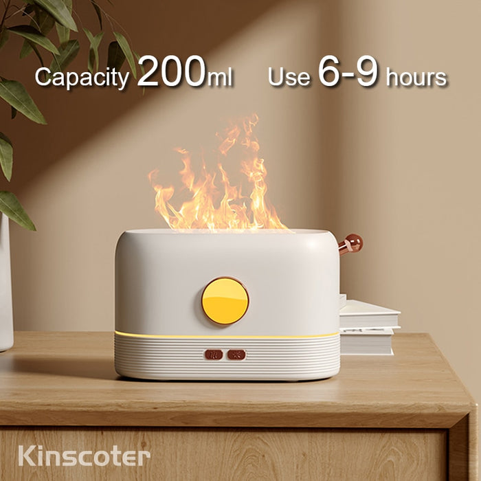 Kinscoter 200ml Flame Humidifier White Electric USB Essential Oil Aroma Diffuser Fragrance Atomizercool Gift Ornament