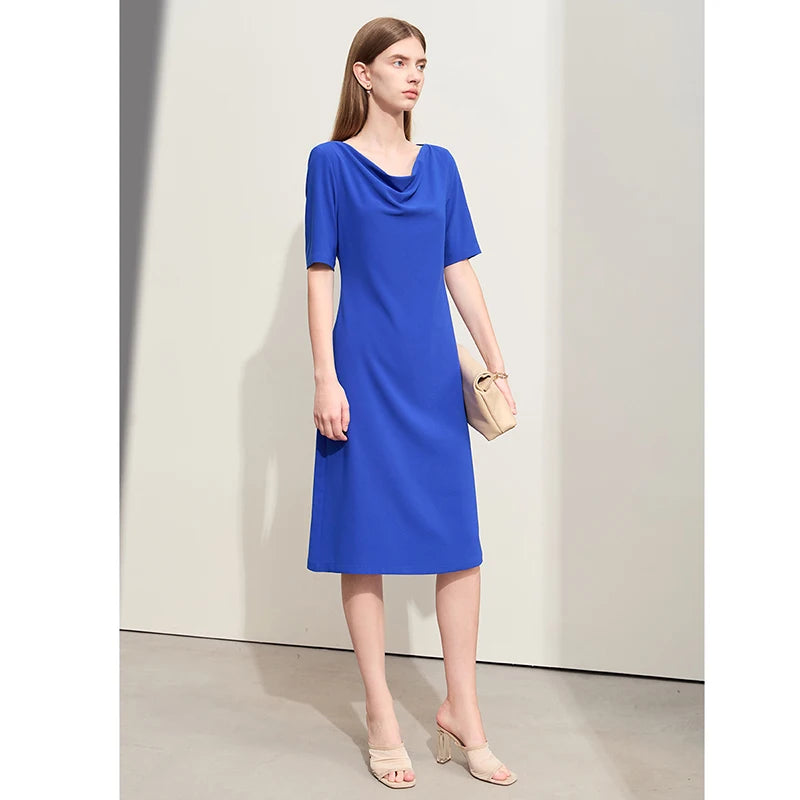 រ៉ូប Amii Minimalism A-Line សម្រាប់ស្ត្រីរដូវក្តៅឆ្នាំ ២០២៥ រ៉ូបការិយាល័យថ្មីសម្រាប់នារីការិយាល័យកអាវពាក់កណ្តាលដៃអាវស្តើងយឺត ១២៤៤២១០៦