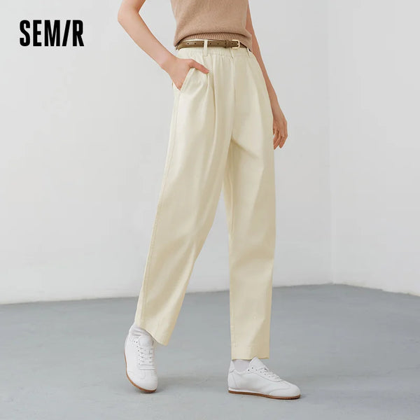 ខោស្ត្រី Semir រឹង 2026 ចង្កេះយឺត ផ្នត់ រលុង រាងមូល រចនាប័ទ្មទីក្រុង ធម្មតា ប្រចាំថ្ងៃ ទន់ មានផាសុកភាព ពាក់ប្រចាំថ្ងៃ