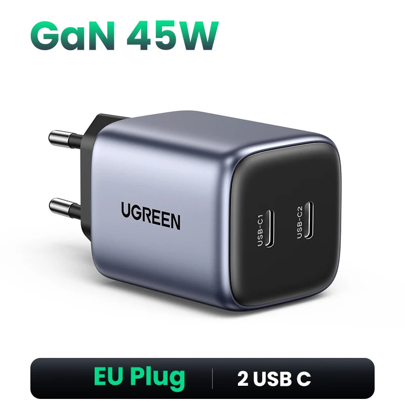 UGREEN GaN 45W USB Charger PD QC 3.0 Fast Charger Quick Charger For iPhone 17 16 15 Pro Travel Phone Charger for Samsung S24 S23