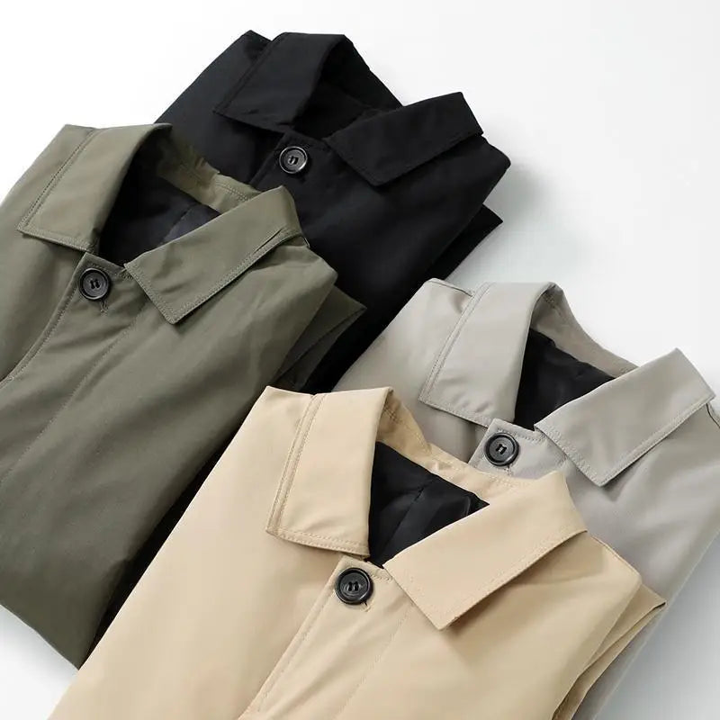 Men Mid - Length Trench Coat - Outdoor & Casual Business Style Water - Resistant Perfect  Autumn/Spring Business Men's Clothing