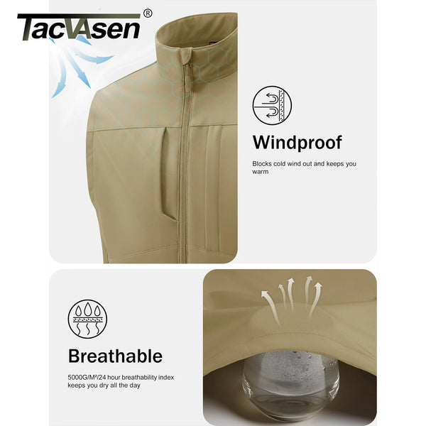TACVASEN Men's Running Vest Outerwear Lightweight Windproof Fleece Lined Softshell Sleeveless Jacket for Casual Golf Work Hiking