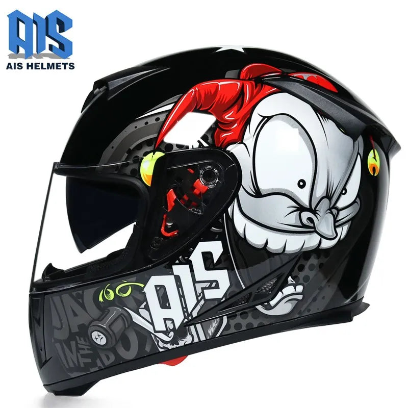 AIS Motorcycle Helmet cool Modular Moto Helmet With Inner Sun Visor Safety Double Lens Racing Full Face the Helmet Moto Helmet