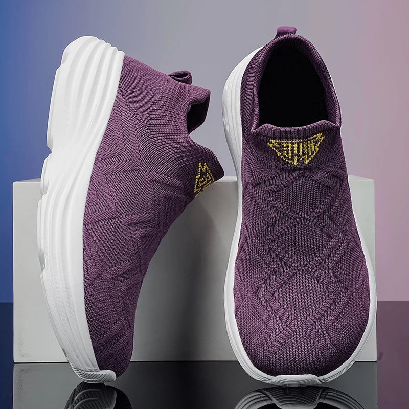 Men Extra Wide Toe Box Slip on Knit Sneakers Stretch Breathable Casual Walking Shoes Roomy Fit for Swollen Feet Edema Bunions