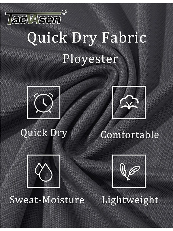 TACVASEN Summer Quick Dry Polos T-shirts Mens Breathable Sport Hiking Tee Shirts Casual Golf Polos T-Shirt Work Tops With Pocket