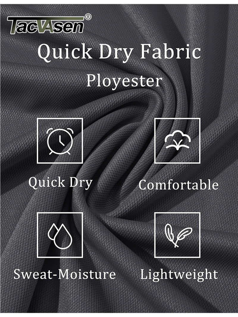 TACVASEN Summer Quick Dry Polos T-shirts Mens Breathable Sport Hiking Tee Shirts Casual Golf Polos T-Shirt Work Tops With Pocket