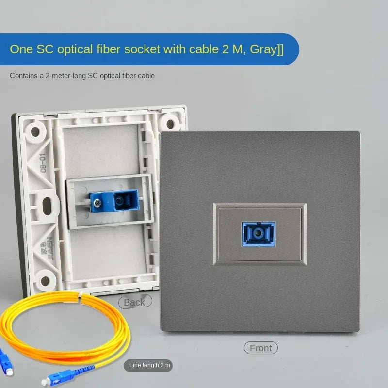 Depoguye Wall-mounted one port fiber optic information socket panel, SC fiber optic wall connector panel with fiber optic cable