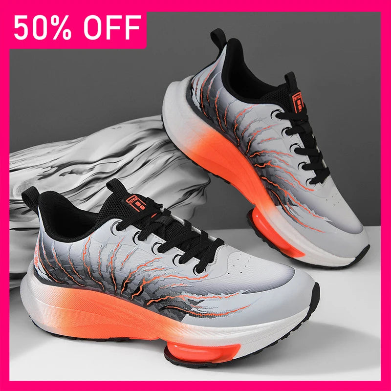 Unisex Sports Shoes Breathable Thick Sole Shock Absorption Professional Running Training Shoes Fashionable Lace Up Sports Shoes