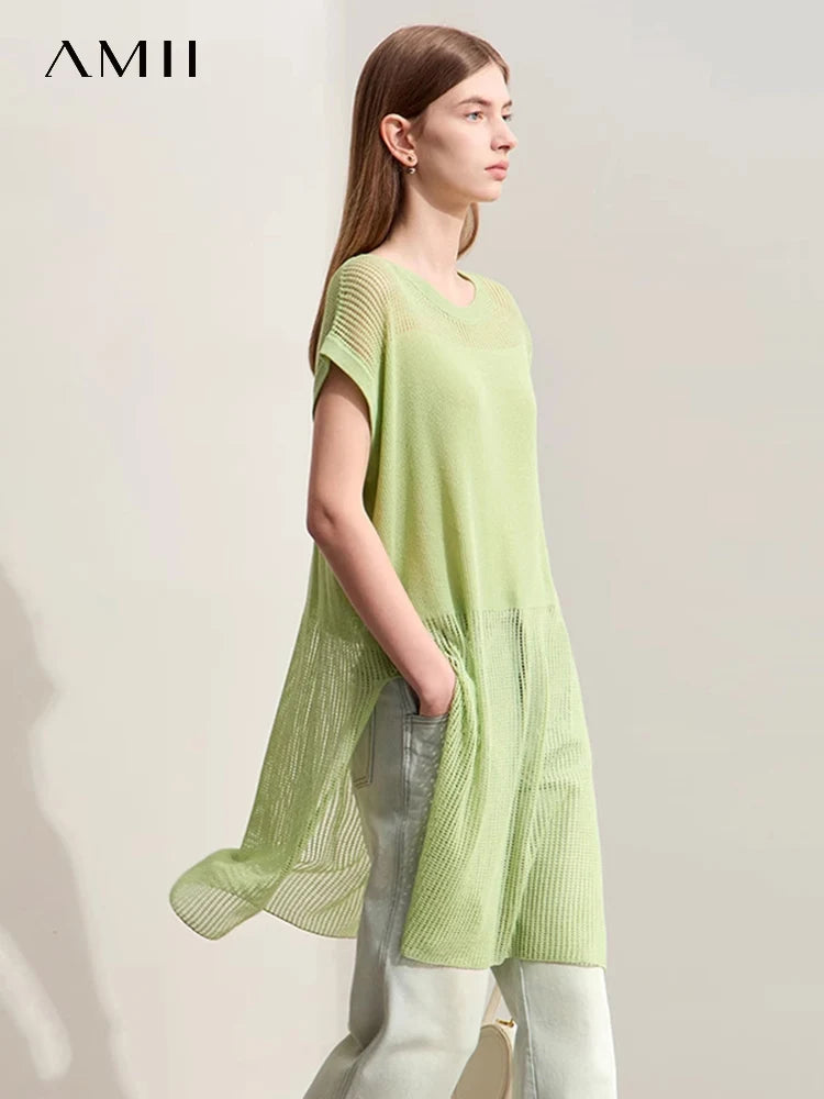 អាវយឺត Amii Minimalism រដូវស្លឹកឈើជ្រុះឆ្នាំ ២០២៥ ថ្មីសម្រាប់ស្ត្រី កមូលវែងបើកចំហរសម 12442298