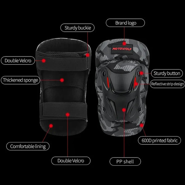 ឈុតការពារកែងដៃម៉ូតូ Four Seasons Motowolf ឈុតការពារជង្គង់ម៉ូតូ ការពារសុវត្ថិភាពពេលប្រណាំង ប្រឆាំងនឹងការធ្លាក់