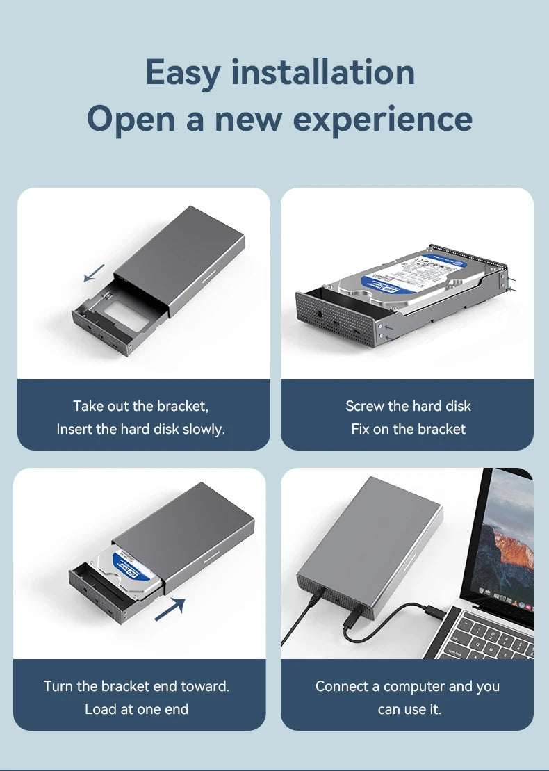 ប្រអប់ Blueendless ទំហំ 3.5 អ៊ីញ សម្រាប់ភ្ជាប់ថាសរឹងខាងក្រៅ SATA ទៅ USB 3.0 សម្រាប់ថាស SSD ទំហំ 2.5 អ៊ីញ និង 3.5 អ៊ីញ សម្រាប់កុំព្យូទ័រ