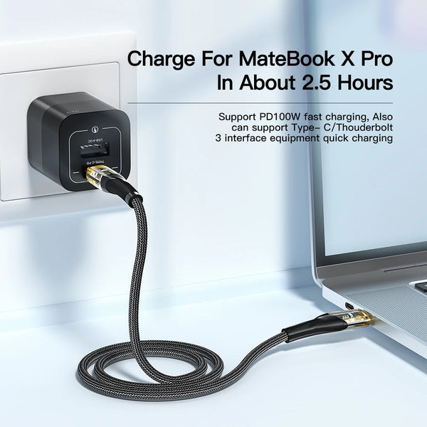 ខ្សែសាក Essager 100W USB-C ទៅ USB C PD សាកលឿនសម្រាប់ Macbook iPad Samsung Huawei Xiaomi POCO 5A Type-C