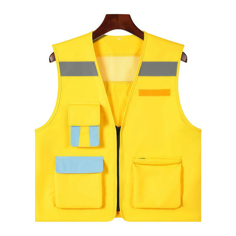 2026 New Vest for driving multi-pocket night protective sports vest breathable mesh coat work clothes printed logo