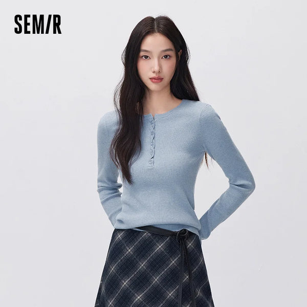 អាវយឺតប៉ាក់ Semir សម្រាប់នារី មានភាពកក់ក្តៅ ប្រឆាំងបាក់តេរី ប្រឆាំងឋិតិវន្ត ពាក់កណ្ដាលស្ដើង ងាយស្រួលប្រើ ពាក់ប្រចាំថ្ងៃរដូវរងាថ្មីឆ្នាំ 2026