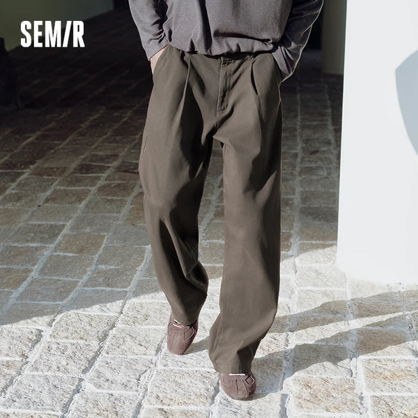 ខោបុរស Semir ធម្មតា ចង្កេះយឺត ក្រណាត់ដុសខាត់ រលុង សម ជើងត្រង់ រចនាប័ទ្មសម្រាប់ធ្វើដំណើរ អាចប្រើប្រាស់បានច្រើនយ៉ាង ថ្មី 2026