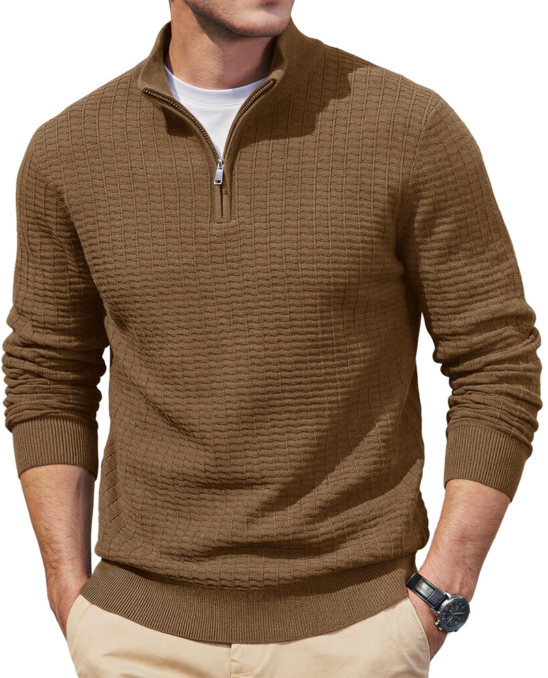 TACVASEN Men's Winter Quarter Zip Knitted Sweater Soft Pill proof Long Sleeve Sweaters Winter And Autumn Warm Pullover Sweaters