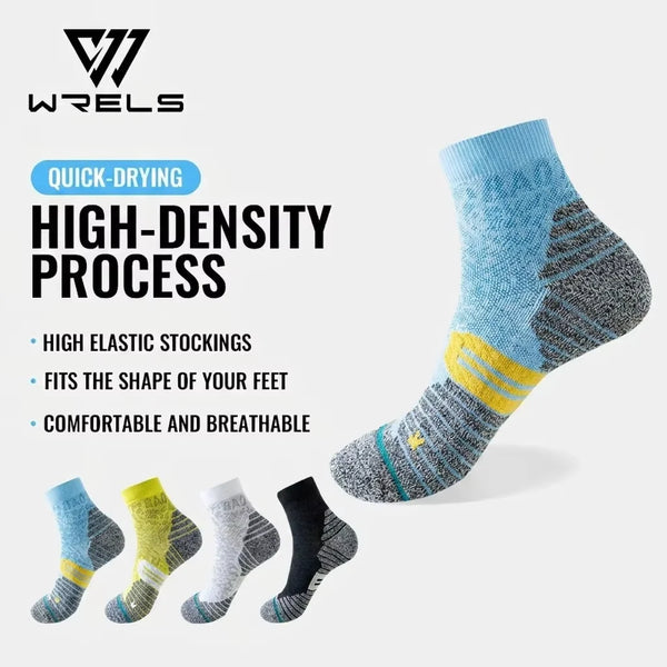 WRELS 1/2/3 Pairs Compression Running Socks Cushioned Athletic Ankle Socks Men Women Arch Support Moisture Wicking Fitness Socks