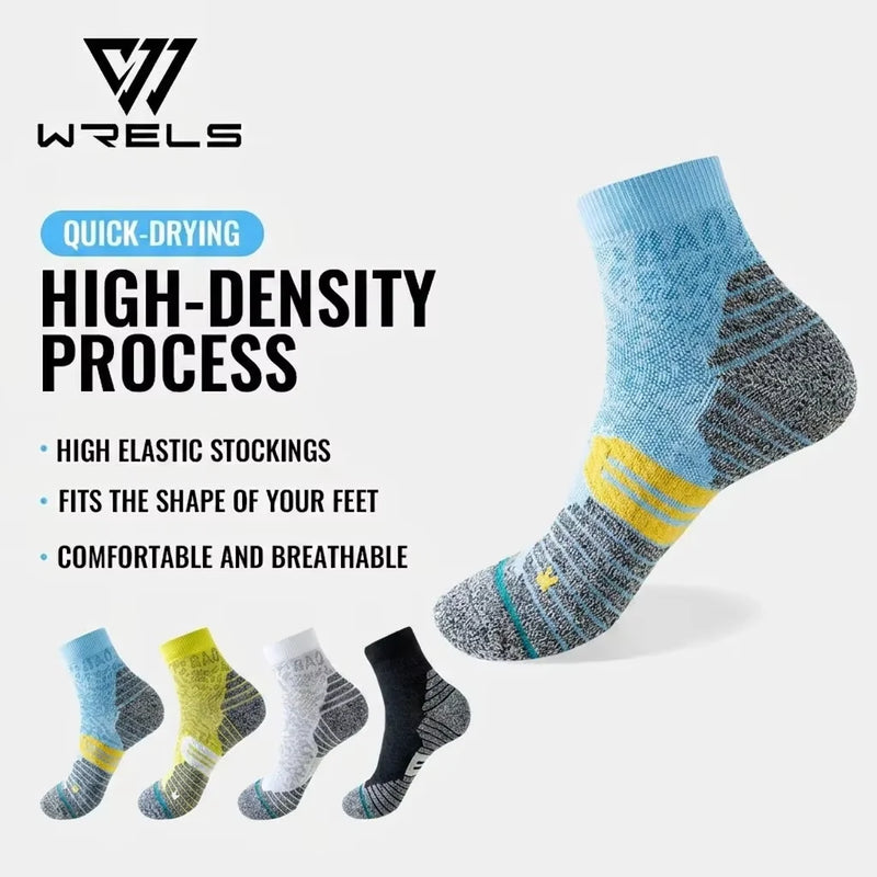 WRELS 1/2/3 Pairs Compression Running Socks Cushioned Athletic Ankle Socks Men Women Arch Support Moisture Wicking Fitness Socks