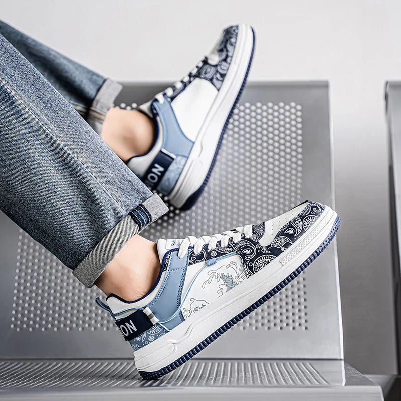 Men's flat casual shoes four seasons breathable light soft-sole anti-slip comfort fashion students outdoor walking board shoes