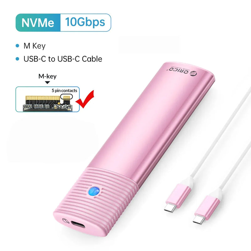 ORICO Portable M2 SSD Case NVME SATA Dual Protocol Tool Free M.2 SSD Enclosure External for NVME PCIE NGFF SATA SSD Disk Box