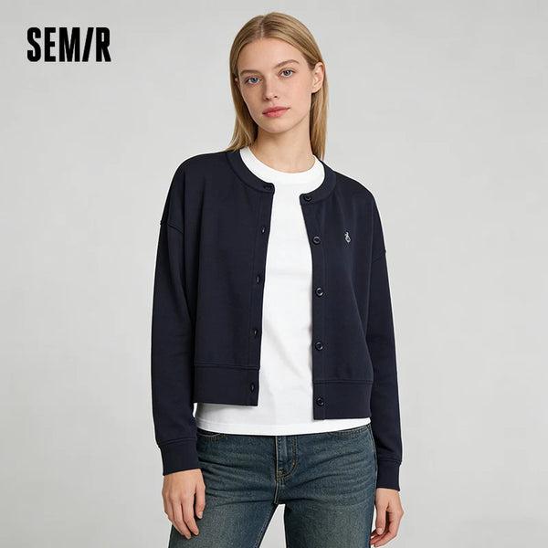 អាវធំ Semir សម្រាប់នារី និទាឃរដូវ ឆ្នាំ២០២៦ កខ្លី ឆ្នូតៗ លាយឡំ ស្មារលុង ប៉ាក់ ម៉ូដធម្មតា
