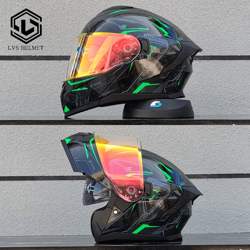 2025 latest motorcycle helmet modular flip helmet casque moto semi full duplex helmet suitable for both men and women LVS-909