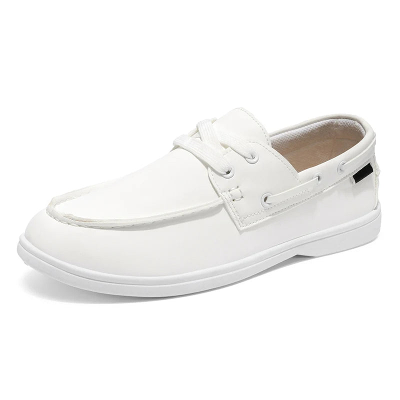 Men's plus-size fashion casual white shoes breathable soft sole four seasons new non-slip comfort outdoor driving leather shoes