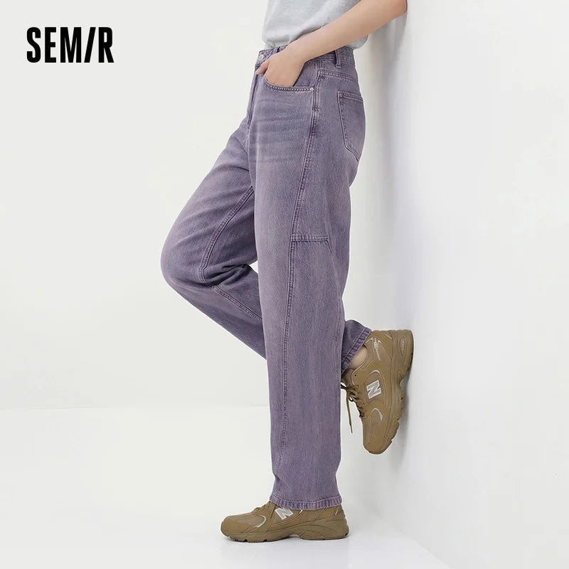 Semir Women Pants Denim Cotton Vintage Distressed Slit Wide Leg Curved Street Style Fashion Cool 2026 Summer Casual Wear Top