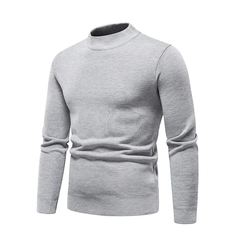 Mens Soft Touch Knit Top Mock Neck Fleece Lined Sweater Long Sleeve Elastic Fabric Autumn Winter Daily Pullover