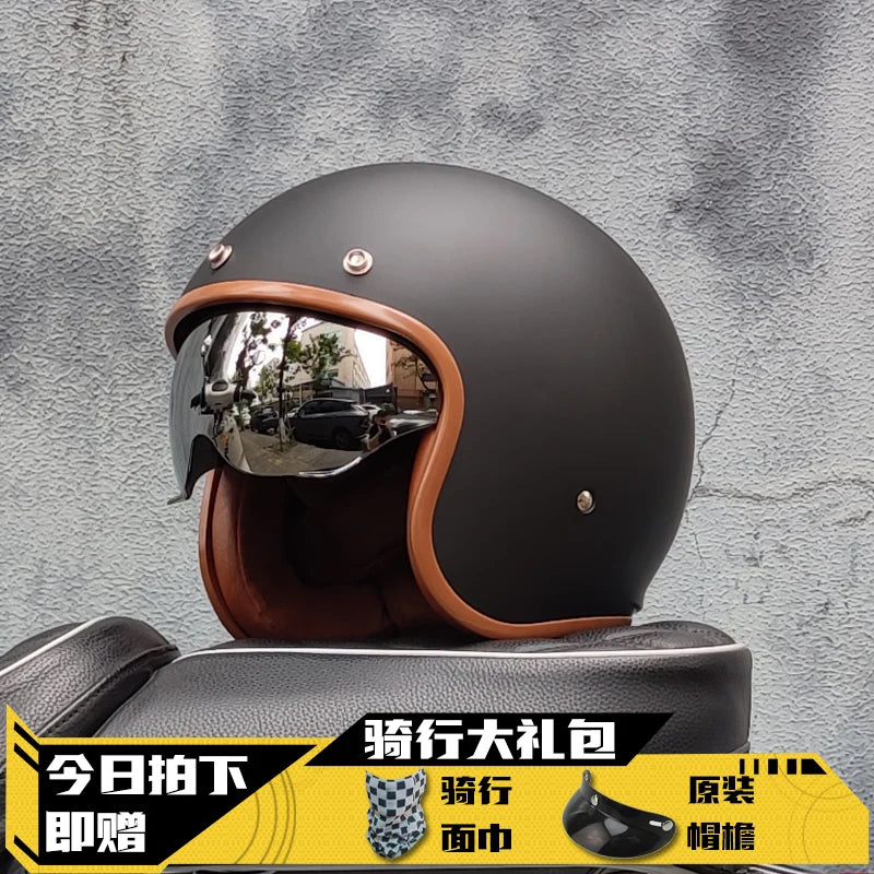 Retro Half Helmet Motorcycle Helmet Women's Motorcycle three-quarters Male American Cruising Motorcycle Half Helmet