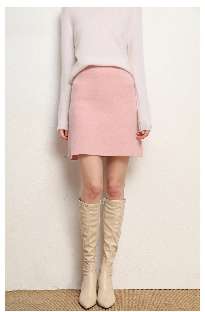 Autumn/Winter Women's Stretch Pencil Skirt, High-waisted A-line Mini Skirt in Asian Sizing, Available in Black, Pink,Beige. 2026