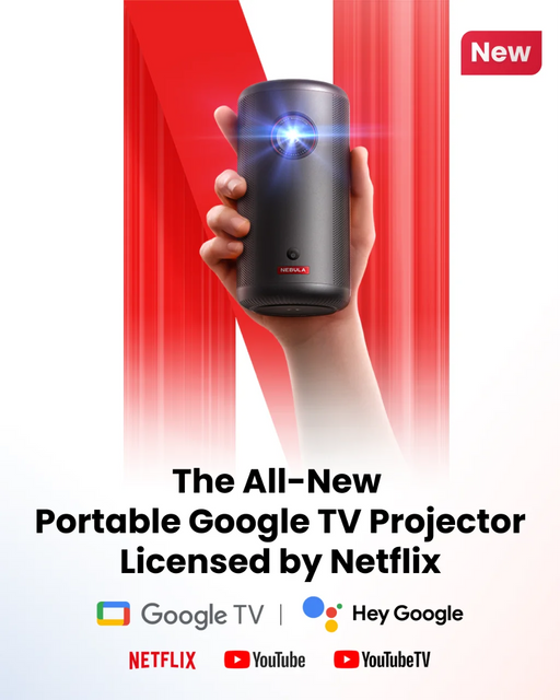 Nebula Capsule 3 1080p Wi-Fi Smart Projector Black 200 ANSI-Lumen Portable Projector official Google TV built-in Netflix
