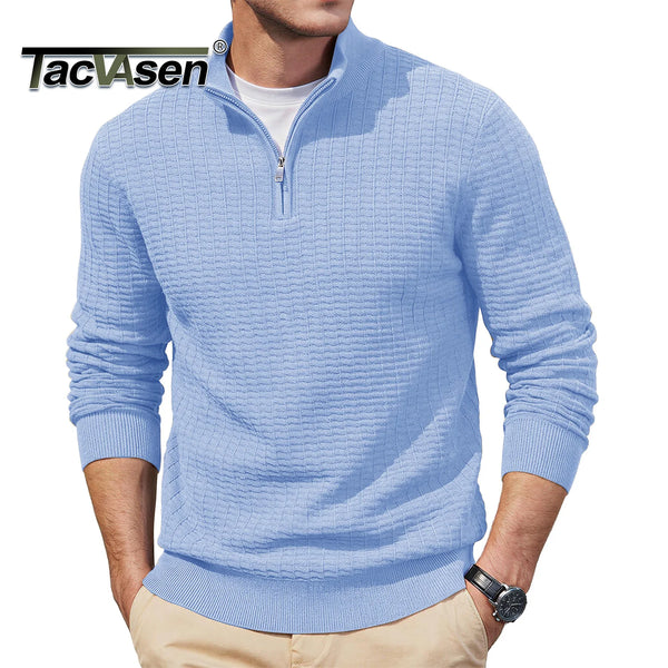 TACVASEN Men's Winter Quarter Zip Knitted Sweater Soft Pill proof Long Sleeve Sweaters Winter And Autumn Warm Pullover Sweaters