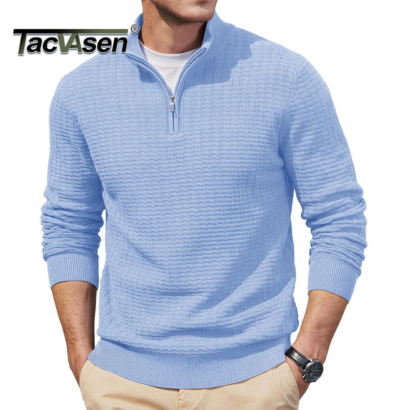 TACVASEN Men's Winter Quarter Zip Knitted Sweater Soft Pill proof Long Sleeve Sweaters Winter And Autumn Warm Pullover Sweaters