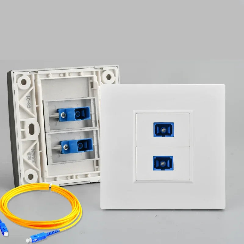 Depoguye Wall-mounted one port fiber optic information socket panel, SC fiber optic wall connector panel with fiber optic cable