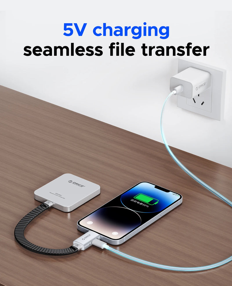 ORICO USB C OTG Adapter 27W Charging Data Transfer Audio Compatible with iPhone 14, 13, 12, 11 Xs iPad iPod AirPods Tablet