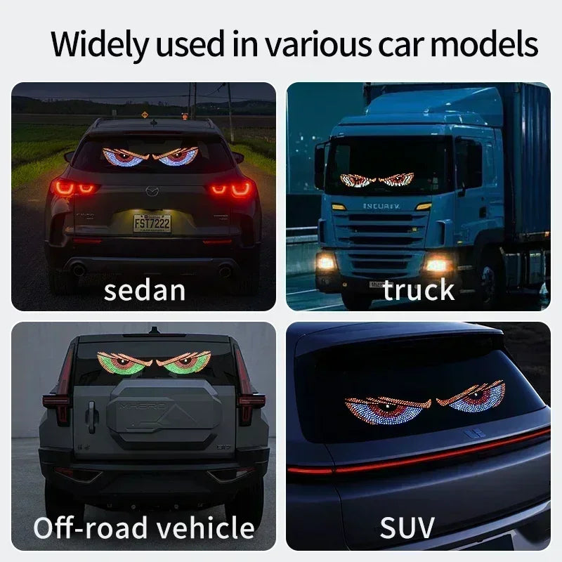 USB Dynamic Devil Eyes Light Car Windshield Dynamic LED Matrix Panel Screen Light for Car Truck Window Decor Lighting