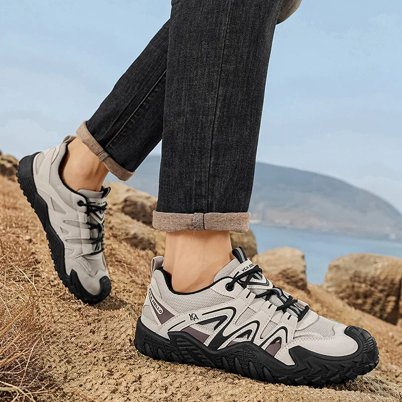 Men's mesh breathable casual hiking shoes four seasons light soft-sole comfort outdoor walking shoes fashion sports running shoe