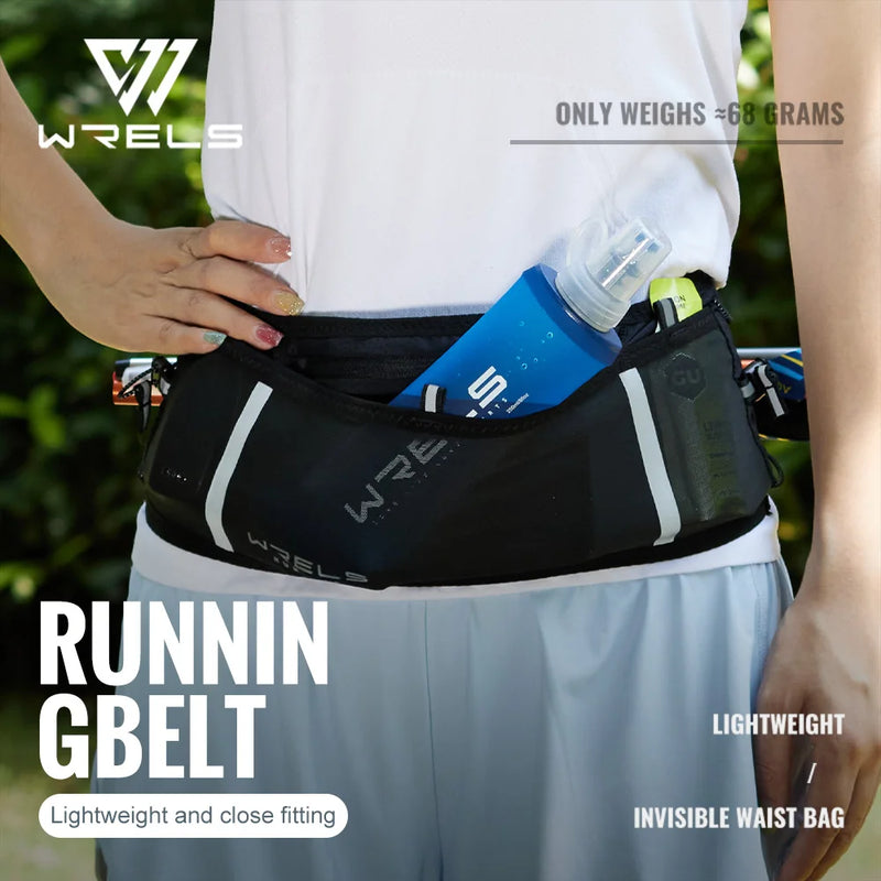 WRELS Invisible Elastic Waist Bag Unisex Waterproof Close Fitting Multi Function Fanny Pack Running Belt Marathon Cycling Bag