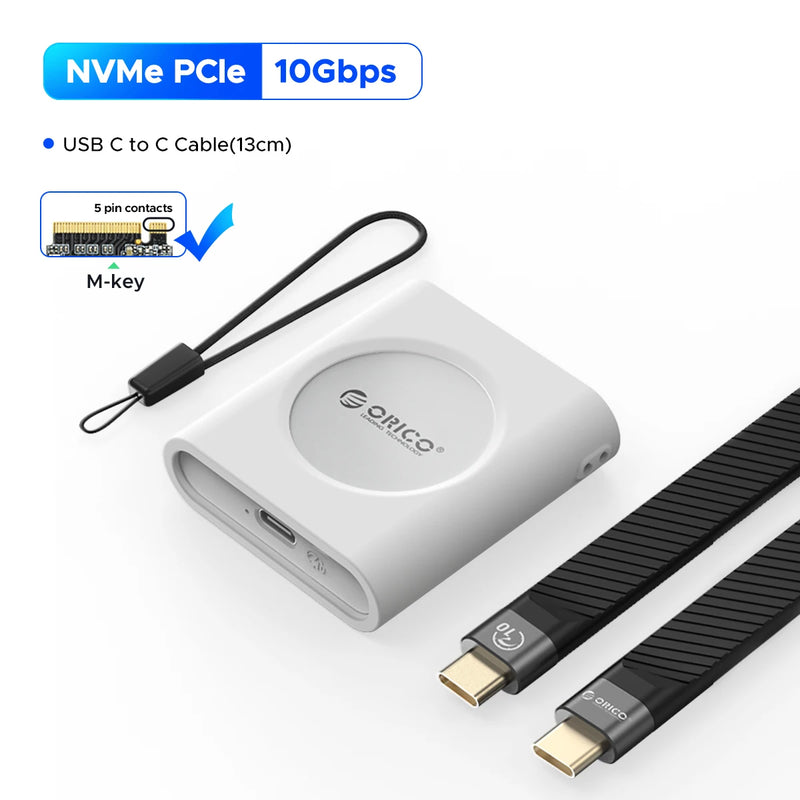ORICO M.2 2230 NVMe SSD Enclosure USB3.2 Type C 10Gbps  Aluminum External with Silicone Protection for iPhone 15 Samsung WD SN75