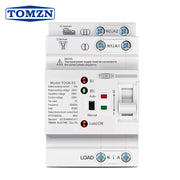 TOMZN កុងតាក់ជ្រើសរើសអគ្គិសនីផ្ទេរដោយស្វ័យប្រវត្តិ Din Rail ATS L N 220V ថាមពលពីរតូច 2P 63A TOQ6 ដែលមិនមានការរំខាន