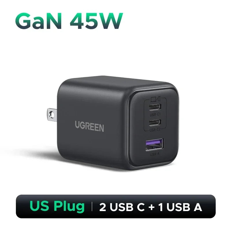 UGREEN 45W/30W/25W/20W GaN Charger PD3.0 PPS QC3.0 USB C Fast Charger For Samsung S26 iPhone 18 17 16 Pro Max iPad Xiaomi Tablet